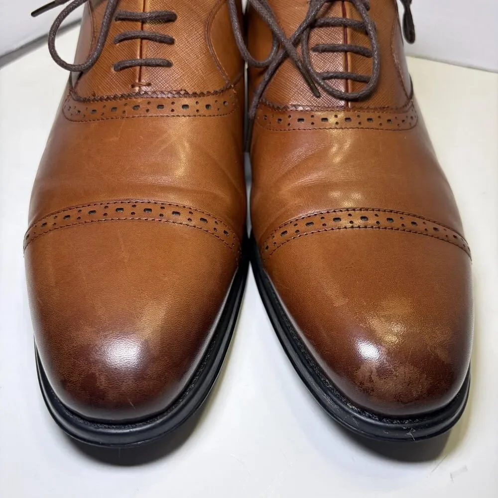 Stacy Adams Shoes Men's Size 12 Brown Leather Cap Toe Dress Oxford Memory Foam